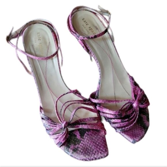 Kate Spade Pink Python Metallic Stiletto Sandals Size 9 - Picture 1 of 5